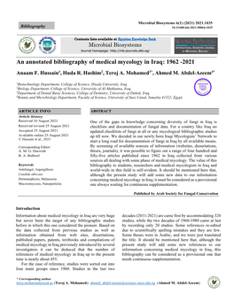 An Annotated Bibliography of Medical Mycology in Iraq: 1962 -2021