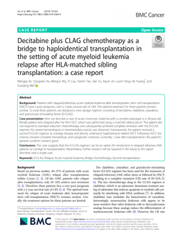 Decitabine Plus CLAG Chemotherapy As a Bridge to Haploidentical