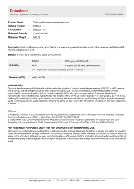 Datasheet Inhibitors / Agonists / Screening Libraries a DRUG SCREENING EXPERT