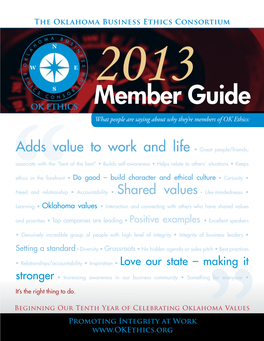 Member Guide What People Are Saying About Why They’Re Members of OK Ethics