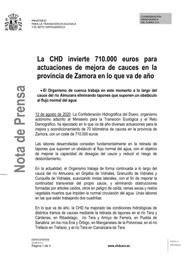 Nota De Prensa CHD Cauces Zamora 12082020.Pdf