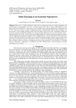 India Emerging As an Economic Superpower