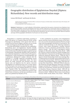 Geographic Distribution of Epiplateinae Steyskal (Diptera: Richardiidae): New Records and Distribution Maps Istributio