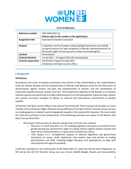 1 Term of Reference Reference Number TOR-VNM-2021-21