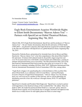 Eagle Rock Entertainment Acquires Worldwide