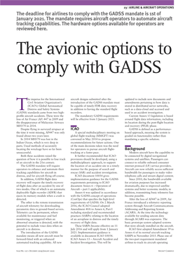 The Deadline for Airlines to Comply with the GADSS Mandate Is 1St of January 2021