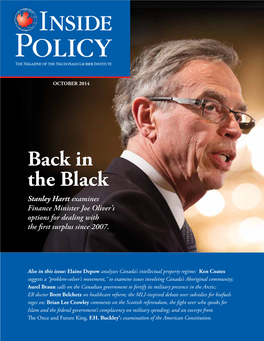 Back in the Black Stanley Hartt Examines Finance Minister Joe Oliver’S Options for Dealing with the First Surplus Since 2007