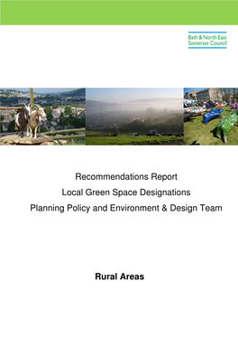 Recommendations Report Local Green Space Designations Planning Policy and Environment & Design Team