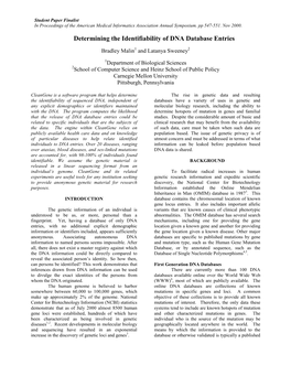 Determining the Identifiability of DNA Database Entries