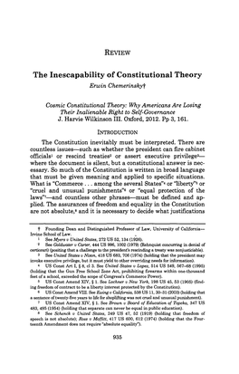 REVIEW the Inescapability of Constitutional Theory