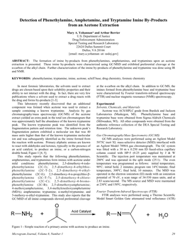 Detection of Phenethylamine, Amphetamine, and Tryptamine Imine By-Products from an Acetone Extraction