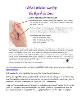 Global Christian Worship the Sign of the Cross