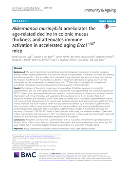 Akkermansia Muciniphila Ameliorates the Age-Related Decline in Colonic