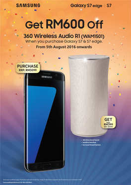 Get RM600 Off 360 Wireless Audio R1 (WAM1501) When You Purchase Galaxy S7 & S7 Edge