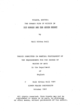 Vilain, Auctor : the Upward Flow of Wisdom in Sir Gawain and the Green Knight / by Gail Althea Bell.