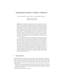 Longitudinal Analysis of Misuse of Bitcoin⋆