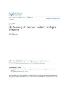 The Seminary: a History of Graduate Theological Education