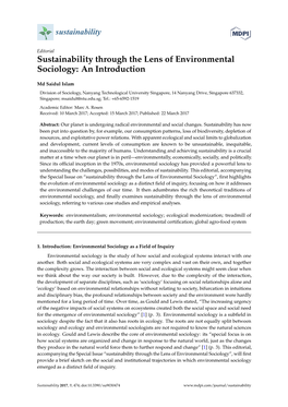 Sustainability Through the Lens of Environmental Sociology: an Introduction