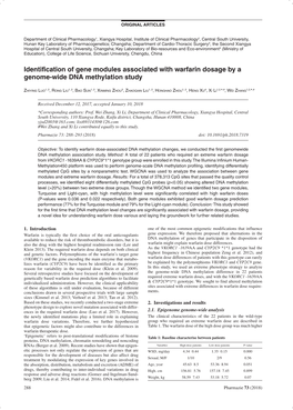 Identification of Gene Modules Associated with Warfarin Dosage by a Genome-Wide DNA Methylation Study