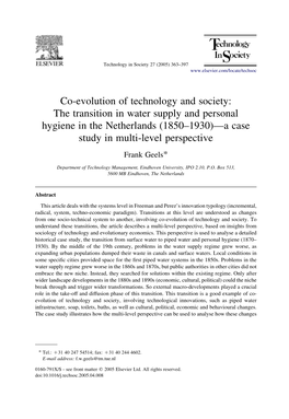 Co-Evolution of Technology and Society: the Transition in Water