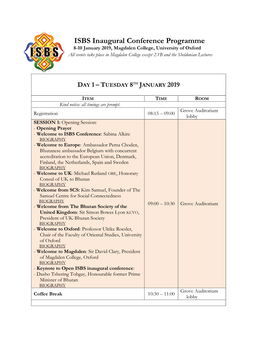 ISBS Inaugural Conference Programme