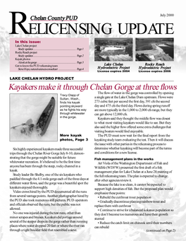 RELICENSING UPDATE in This Issue: Lake Chelan Project Study Updates