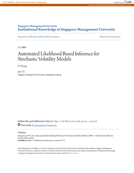 Automated Likelihood Based Inference for Stochastic Volatility Models H