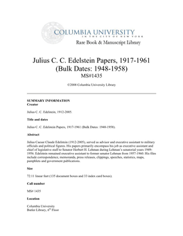 Julius CC Edelstein Papers, 1917-1961