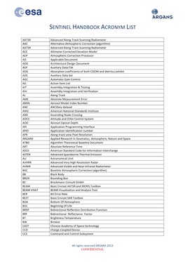 Sentinel Handbook Acronym List