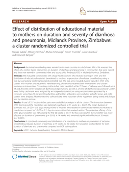 Effect of Distribution of Educational Material to Mothers on Duration And