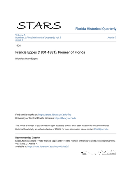 Francis Eppes (1801-1881), Pioneer of Florida