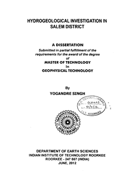 Hydrogeological Investigation in Salem District