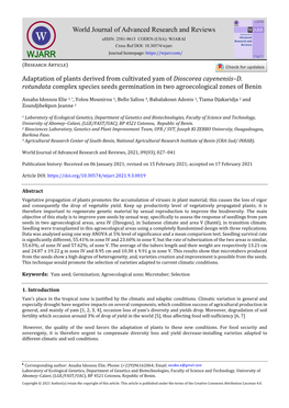 Adaptation of Plants Derived from Cultivated Yam of Dioscorea Cayenensis–D