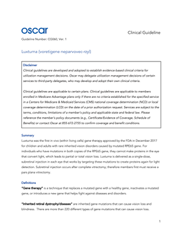Clinical Guideline Luxturna (Voretigene Neparvovec-Rzyl)