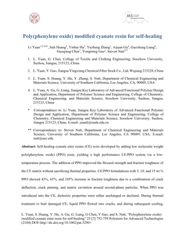 Poly(Phenylene Oxide) Modified Cyanate Resin for Self-Healing