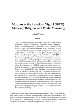 Muslims at the American Vigil: LGBTIQ Advocacy, Religion, and Public Mourning