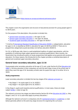 Secondary and Post-Secondary Non-Tertiary Education