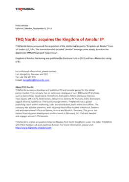 THQ Nordic Acquires the Kingdom of Amalur IP