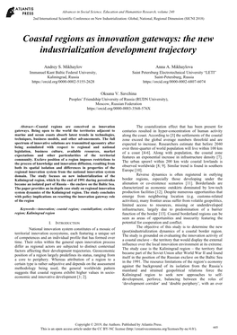 Coastal Regions As Innovation Gateways: the New Industrialization Development Trajectory