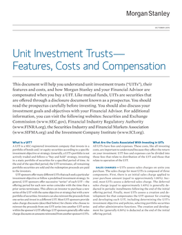 Unit Investment Trusts — Features, Costs and Compensation