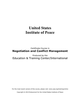 Negotiation and Conflict Management