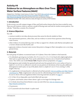 Activity #4 Evidence for an Atmosphere on Mars Over Time: Water Surface Features [Adult]