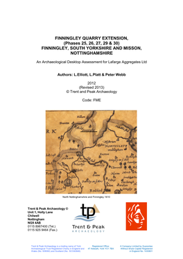 FINNINGLEY QUARRY EXTENSION, (Phases 25, 26, 27, 29 & 30) FINNINGLEY, SOUTH YORKSHIRE and MISSON, NOTTINGHAMSHIRE