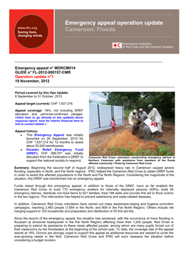 Emergency Appeal Operation Update Cameroon: Floods