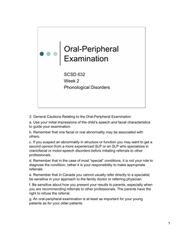 Oral-Peripheral Examination