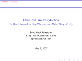 Gtk2-Perl: an Introduction