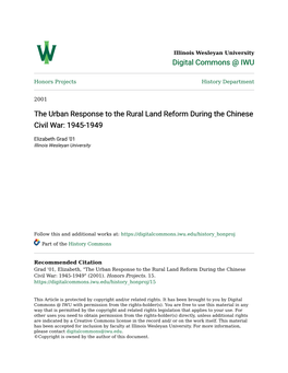 The Urban Response to the Rural Land Reform During the Chinese Civil War: 1945-1949