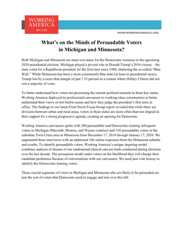 What's on the Minds of Persuadable Voters in Michigan and Minnesota?