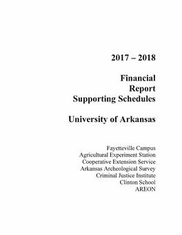 2018 Financial Report Supporting Schedules University of Arkansas