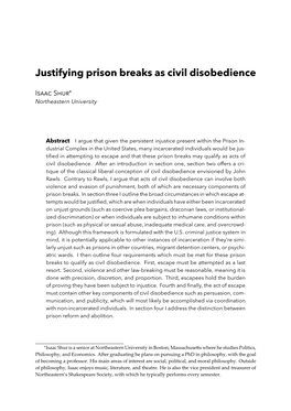 Justifying Prison Breaks As Civil Disobedience